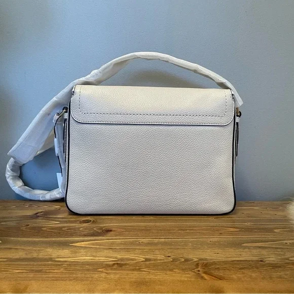NWT Marc Jacobs Messenger White Leather with Gold accents Crossbody Purse - Picture 9 of 12